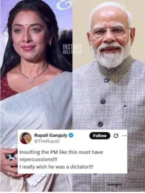 TV Star Rupali Ganguly Faces Backlash Over 'Dictator' Remark on PM Modi